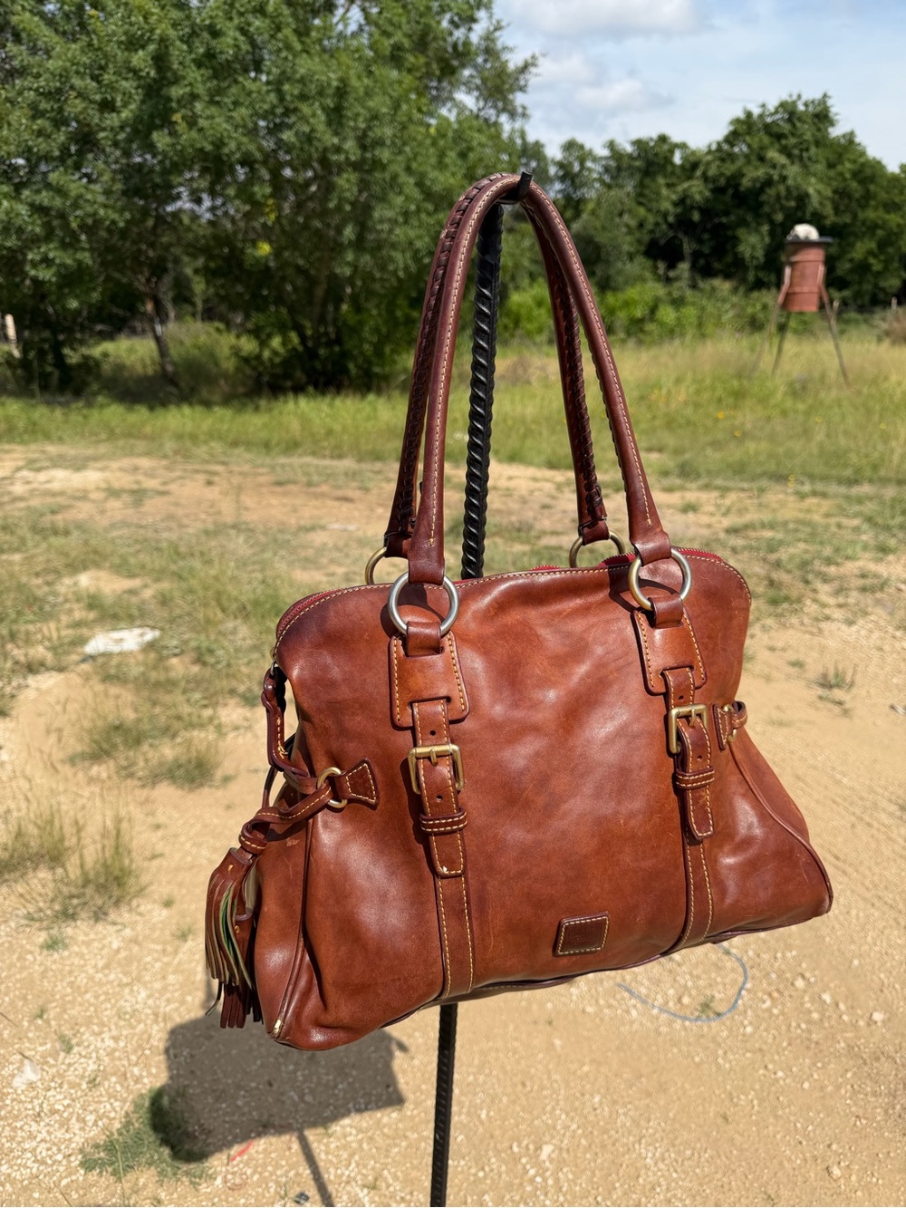 Dooney & Bourke Florentine Leather Domed Buckle Satchel Shoulder Bag J4781973